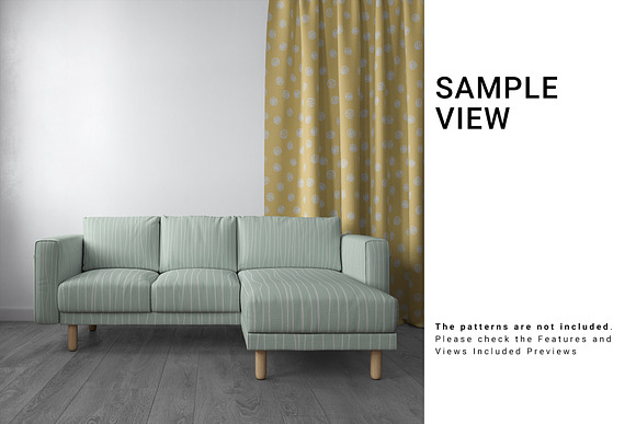 Sofa, Curtain, Pillows & Blanket Set in Product Mockups - product preview 10