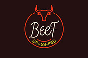 Beef logo. Round linear logo.