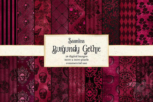 Burgundy Gothic Digital Paper