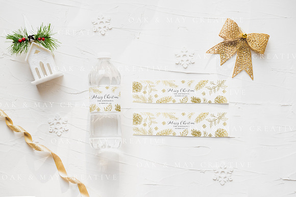 Christmas Water Bottle Label Mockup in Product Mockups - product preview 2