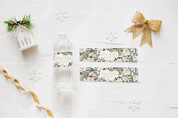 Christmas Water Bottle Label Mockup in Product Mockups - product preview 3
