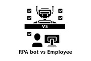 RPA bot vs employee glyph icon