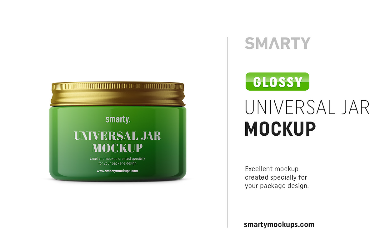 Glossy universal jar mockup in Product Mockups - product preview 8