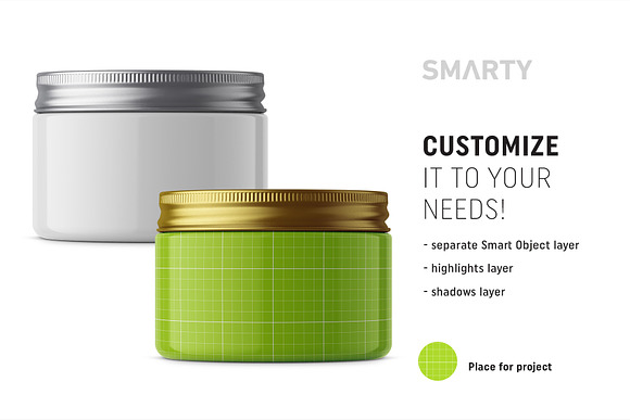 Glossy universal jar mockup in Product Mockups - product preview 1