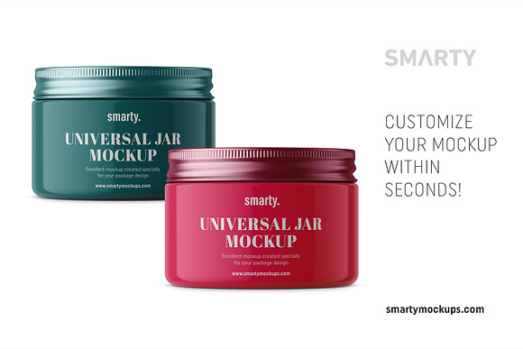 Glossy universal jar mockup in Product Mockups - product preview 2