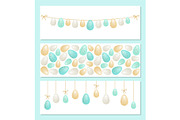 Cute set of luxury Easter horizontal