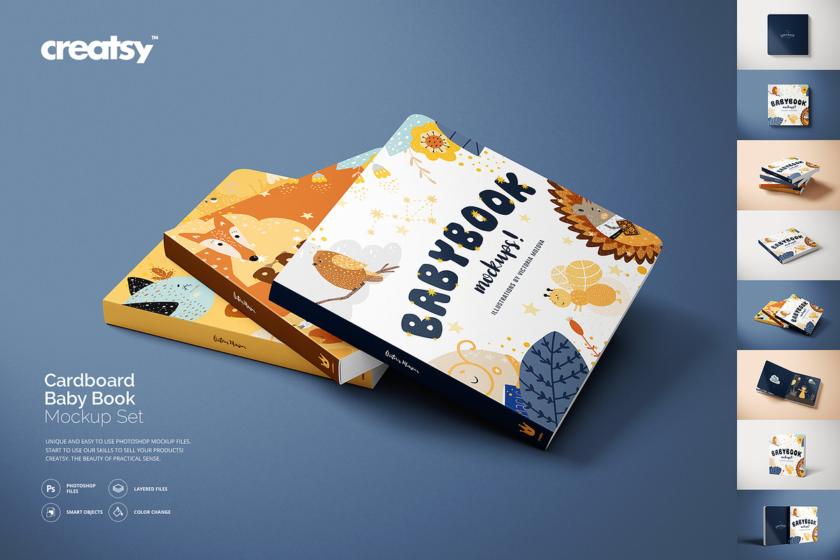 Cardboard Baby Book Mockup Set in Product Mockups - product preview 8