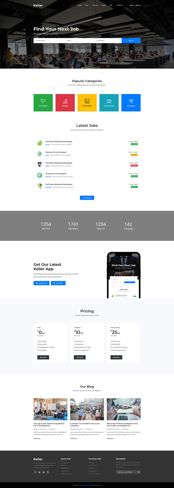 Keller - Job Board HTML Template in Bootstrap Themes - product preview 1