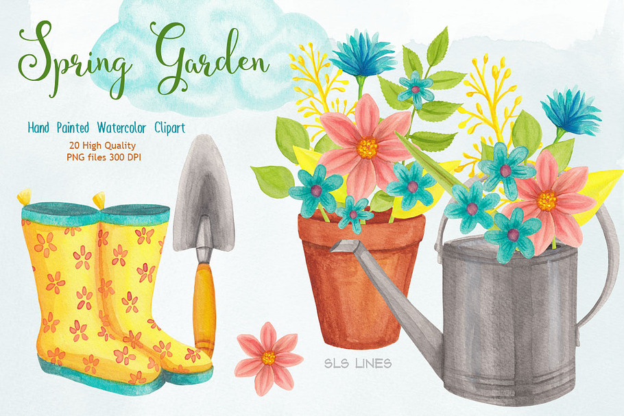 Spring Gardening Watercolors in Illustrations - product preview 8