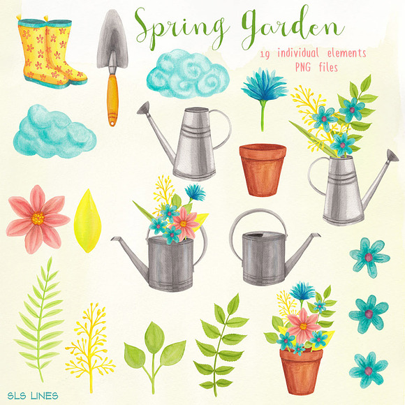 Spring Gardening Watercolors in Illustrations - product preview 2