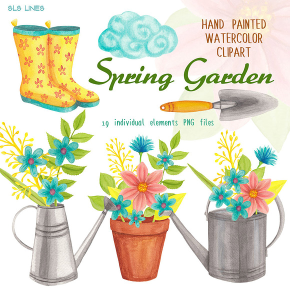 Spring Gardening Watercolors in Illustrations - product preview 3