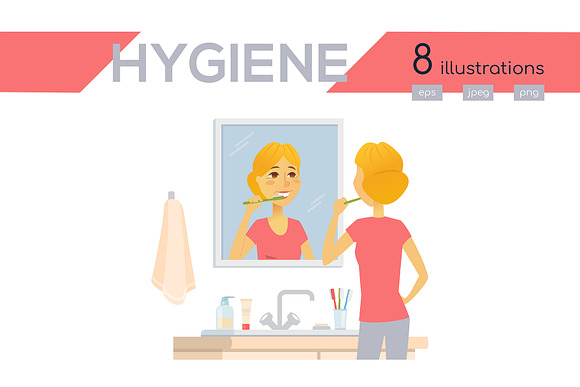 Hygiene - set of illustrations in Illustrations - product preview 1