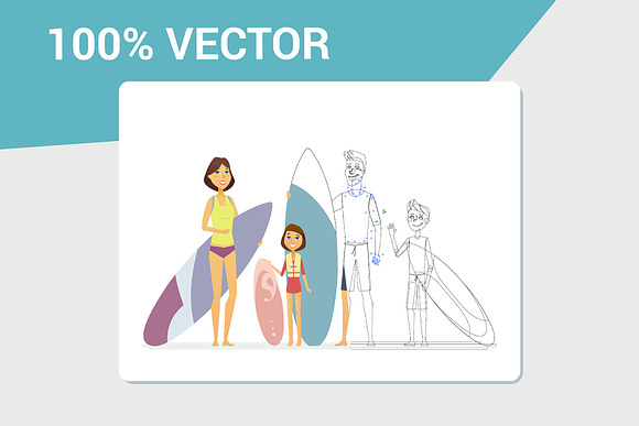 Family leisure set of illustrations in Illustrations - product preview 3