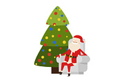New Year Tree and Santa Claus Icon