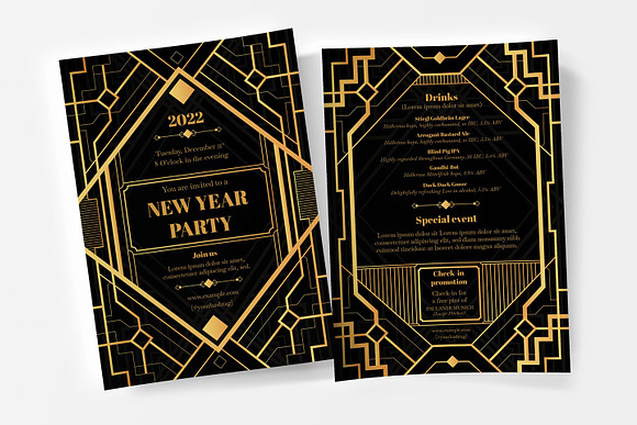 Art Deco Party Flyer Template in Flyer Templates - product preview 3