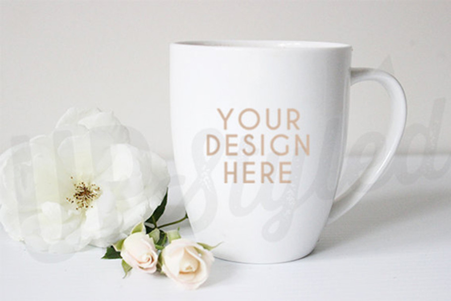 F153 Mug White Rose Styled Mock Up in Product Mockups - product preview 8