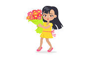 Smiling Girl with Colourful Bouquet