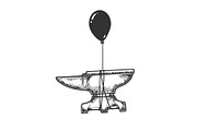 Anvil flying balloon sketch vector