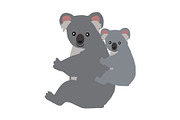 Cartoon Koala with Baby. Vector