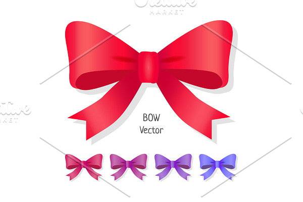 Vector bow set isolated. Colors of