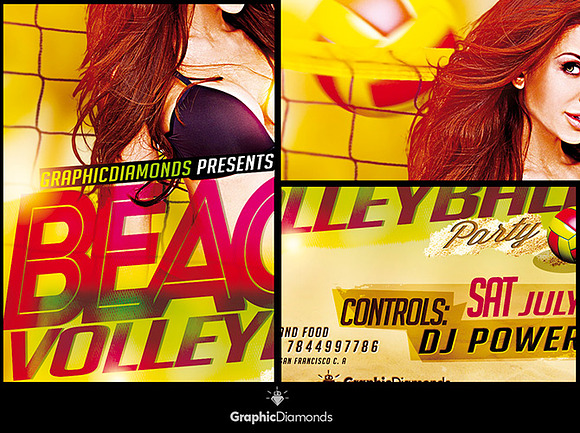 Beach Volleyball PSD Flyer in Flyer Templates - product preview 1