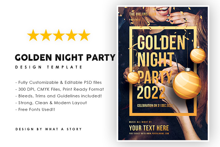 Golden Night Party in Flyer Templates - product preview 8