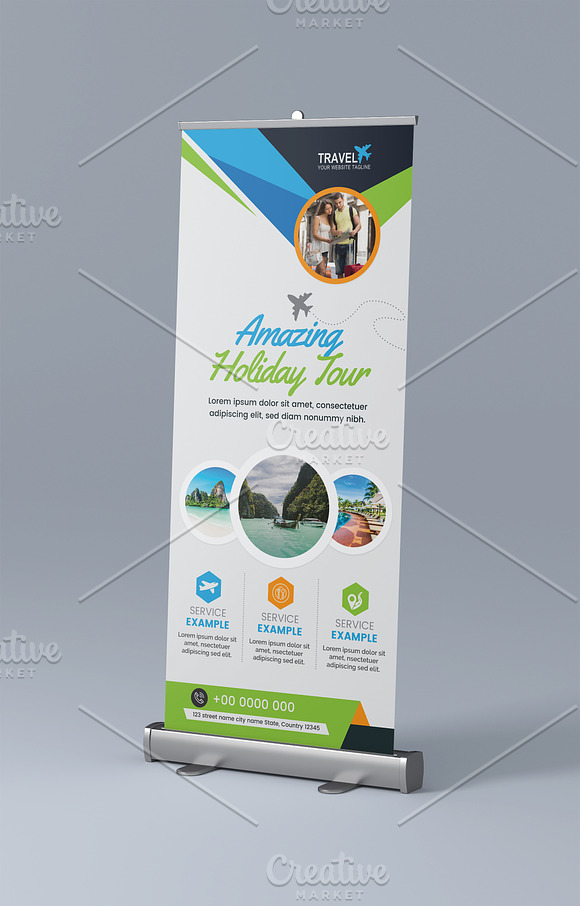 Travel Agency Roll-up Banner in Flyer Templates - product preview 1