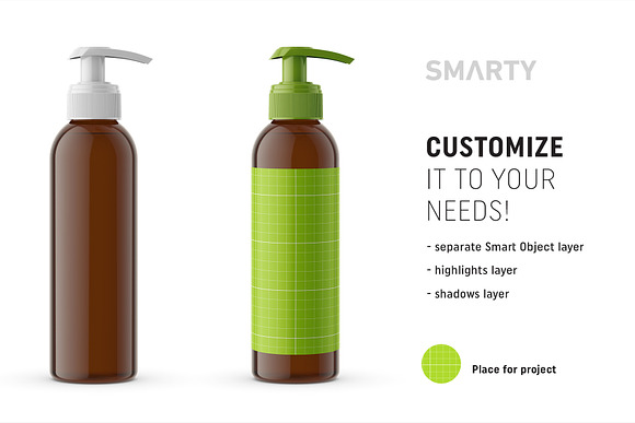 Amber pump bottle mockup in Product Mockups - product preview 1