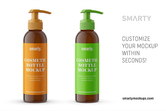 Amber pump bottle mockup in Product Mockups - product preview 2