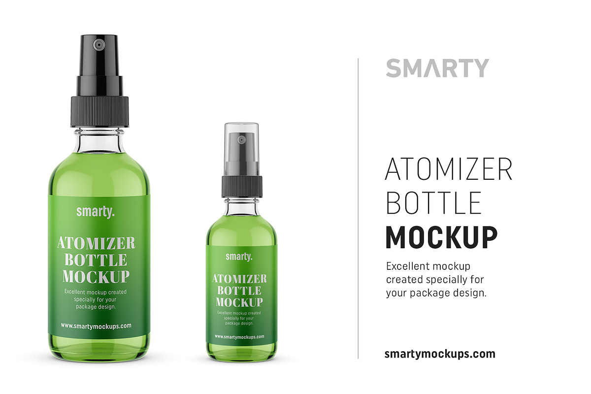 Transparent atomizer bottle mockup in Product Mockups - product preview 8