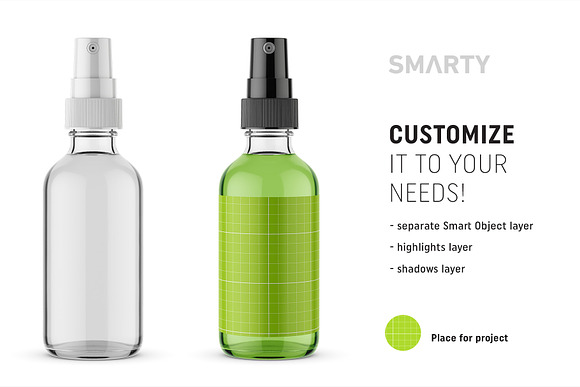 Transparent atomizer bottle mockup in Product Mockups - product preview 1