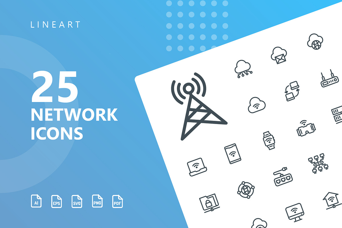 Network Lineart Icons in Server Icons - product preview 8