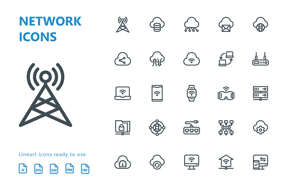 Network Lineart Icons in Server Icons - product preview 1