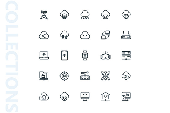 Network Lineart Icons in Server Icons - product preview 3