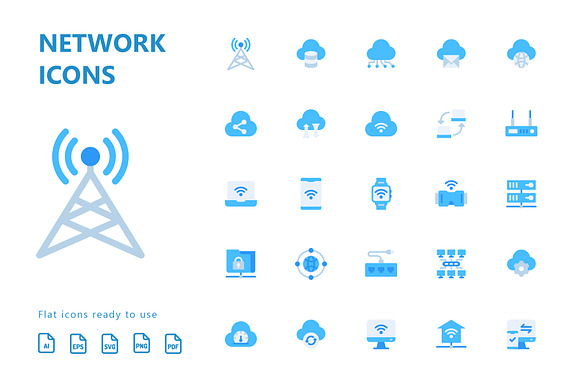 Network Flat Icons in Server Icons - product preview 1