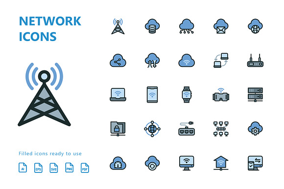 Network Filled Icons in Server Icons - product preview 1