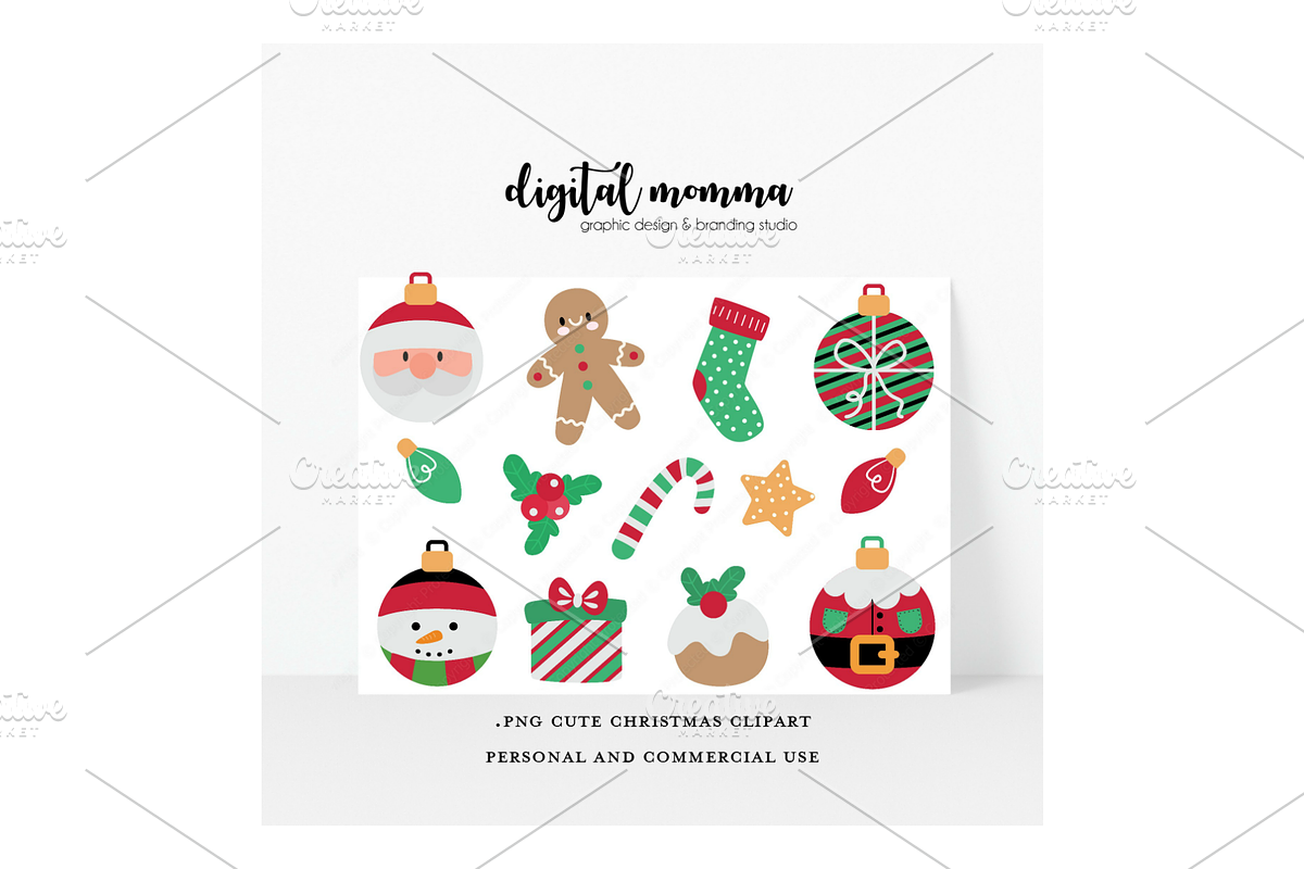Cute Christmas Clipart, PNG in Illustrations - product preview 8