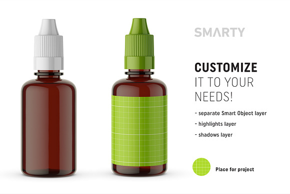Amber dropper bottle mockup in Product Mockups - product preview 1
