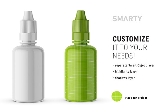 Glossy dropper bottle mockup in Product Mockups - product preview 1
