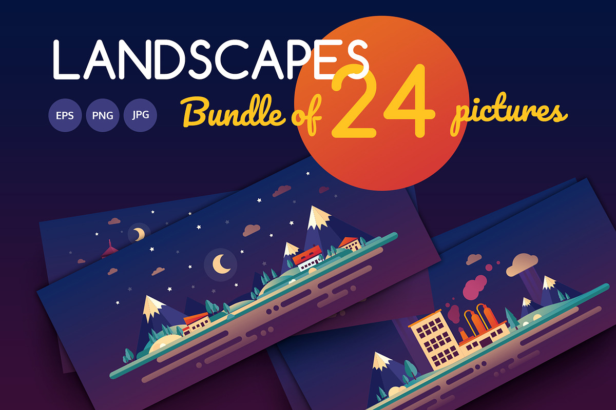 Flat Design Landscapes Collection in Web Elements - product preview 8