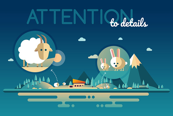 Flat Design Landscapes Collection in Web Elements - product preview 1