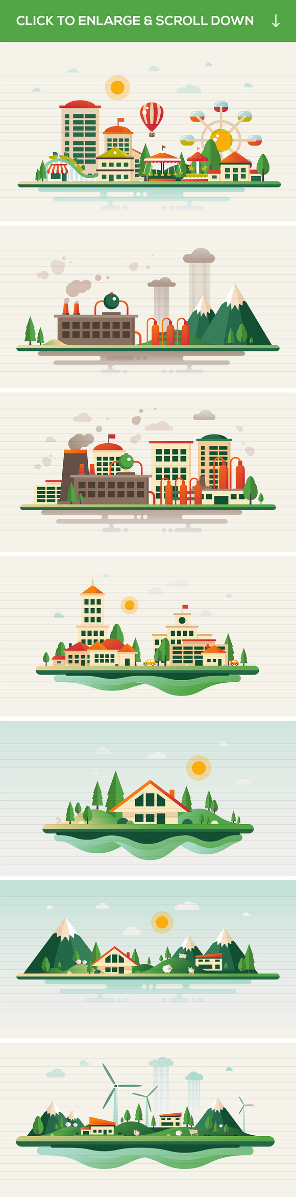 Flat Design Landscapes Collection in Web Elements - product preview 10