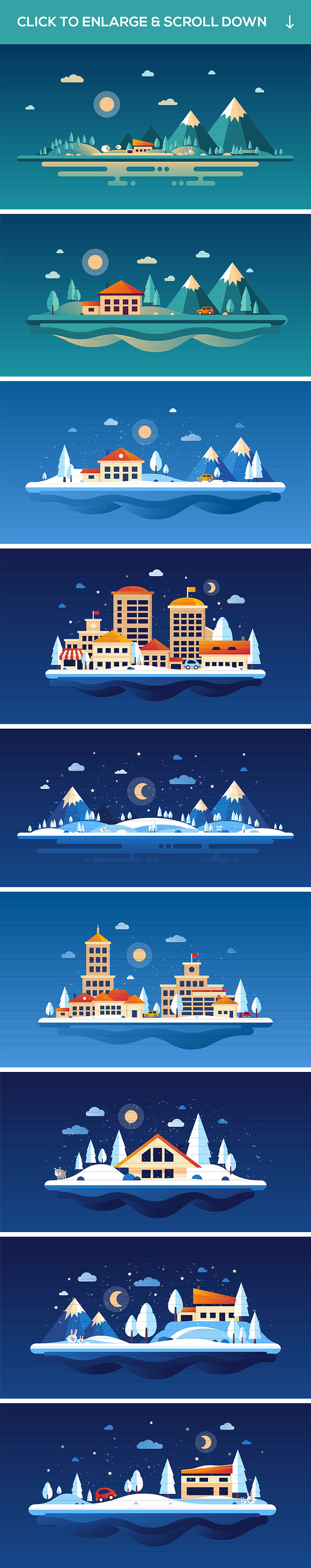 Flat Design Landscapes Collection in Web Elements - product preview 12