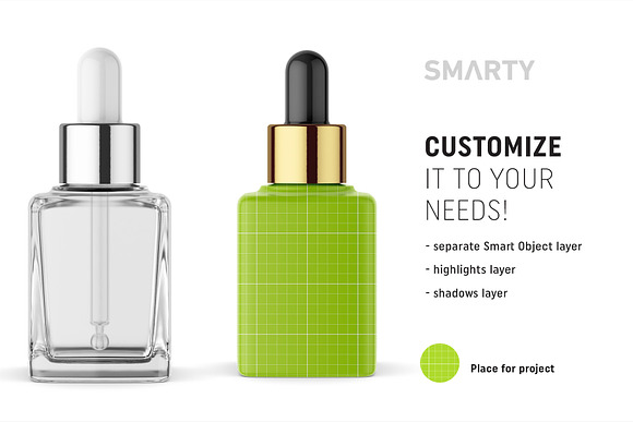 Square dropper bottle mockup in Product Mockups - product preview 1