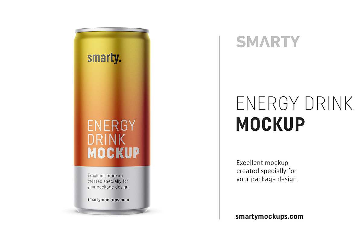 Metallic energy drink can mockup in Product Mockups - product preview 8