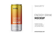 Metallic energy drink can mockup