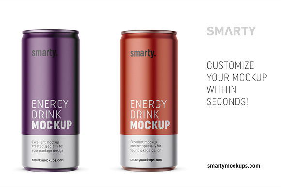 Metallic energy drink can mockup in Product Mockups - product preview 2