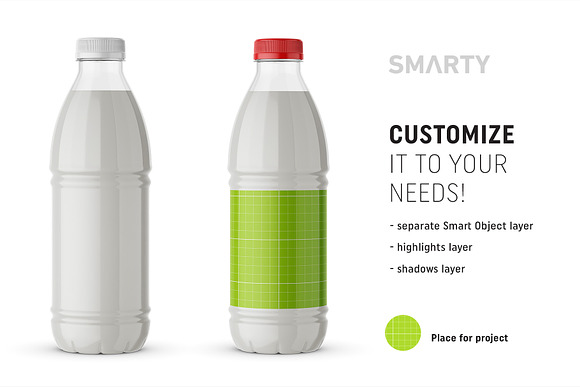 Milk bottle mockup in Product Mockups - product preview 1