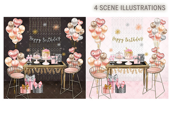Birthday Handpainted Clipart in Illustrations - product preview 7