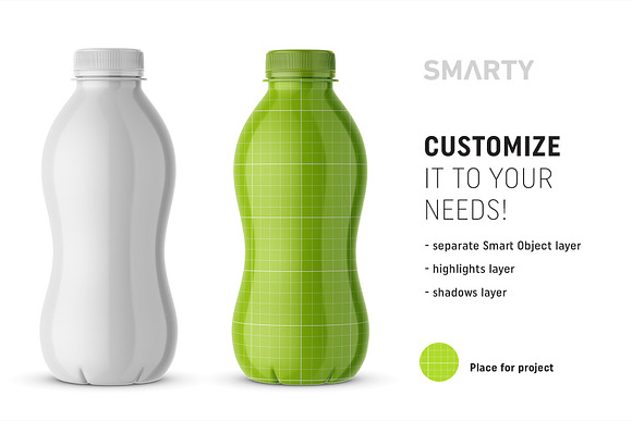Glossy milk bottle mockup in Product Mockups - product preview 1